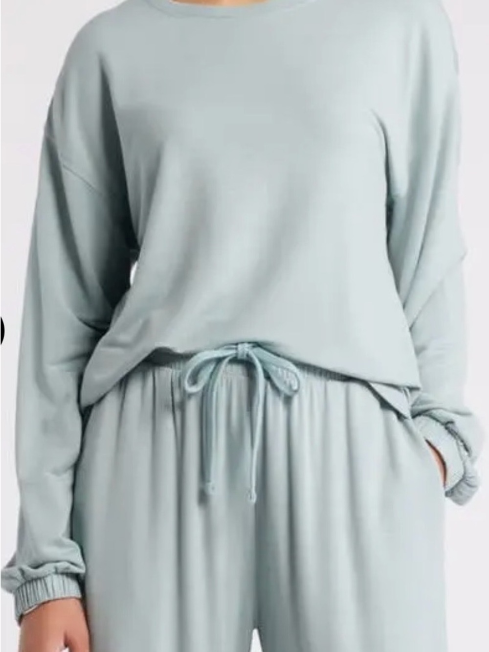 Two-Piece Ribbed lounge Set featuring A Long- Sleeve Top, Wide-Leg Pants.